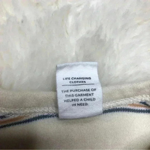 Colored Organics Gown Long Sleeved Adjustable  Tie Bottom Cream Stripes 0-3M - Picture 4 of 16